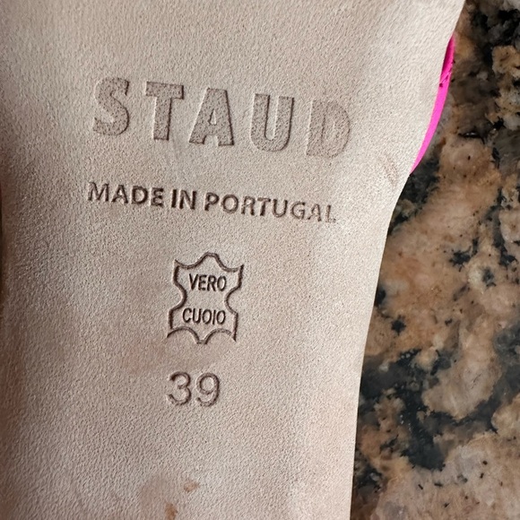 Staud Pink Simone 35 Clear Strap Leather Mule Sandals - Picture 10 of 11